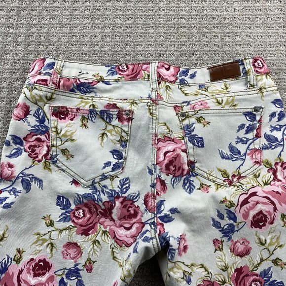 Blue Notes Floral Jeans Women 34 White Denim Pants Low Rise Super Skinny 34X30 - Picture 5 of 16